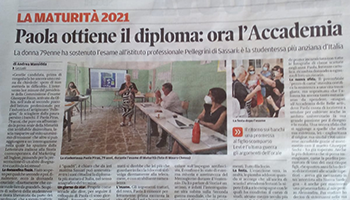 Sezione di SASSARI – Paola PIRAS, per l’anno scolastico 2020/202, è stata l’alunna più adulta d’Italia.